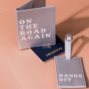 Silver Passport & Luggage Tag Combo Vegan Leather
